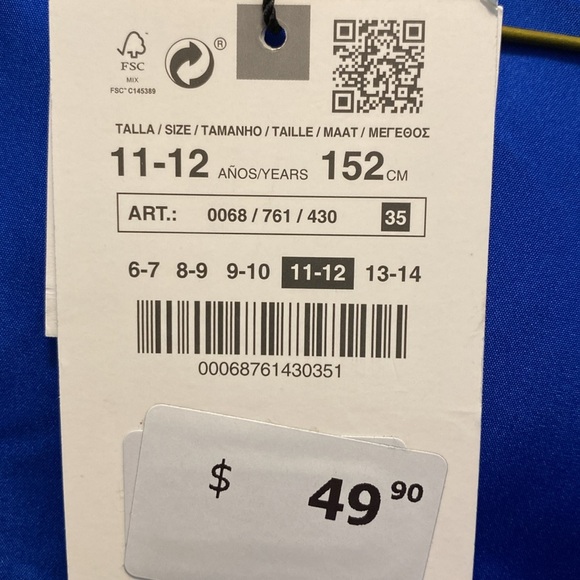 NWT Zara Colourblock Bright Blue and Black Hooded Zip Puffer Vest Size 11-12 - Picture 11 of 11